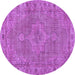 Round Machine Washable Persian Purple Traditional Area Rugs, wshtr3433pur