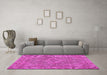 Machine Washable Persian Pink Traditional Rug in a Living Room, wshtr3433pnk