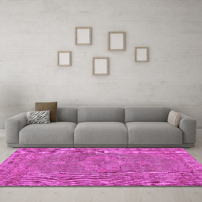 Machine Washable Persian Pink Traditional Rug in a Living Room, wshtr3433pnk