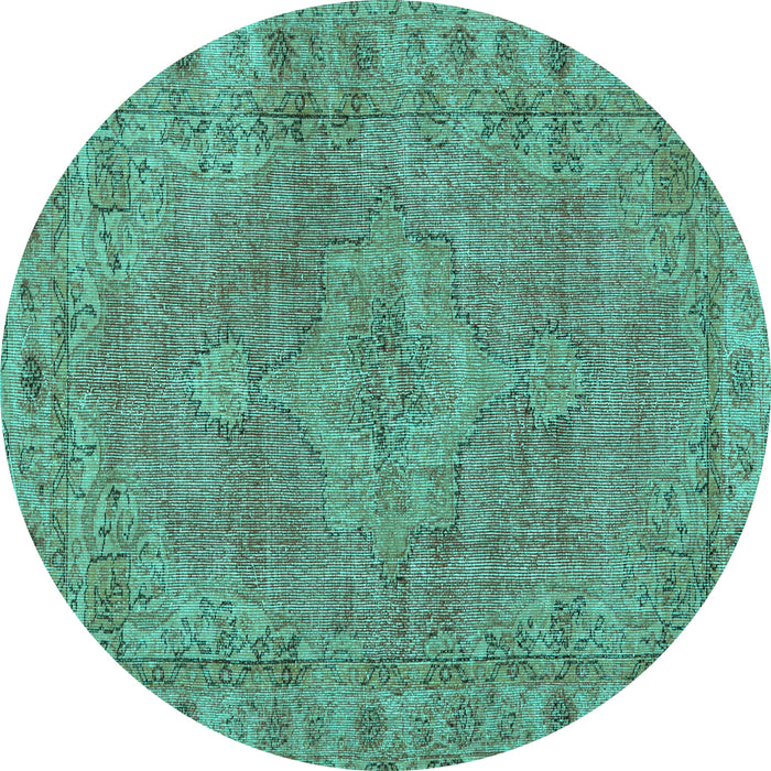 Round Machine Washable Persian Turquoise Traditional Area Rugs, wshtr3433turq