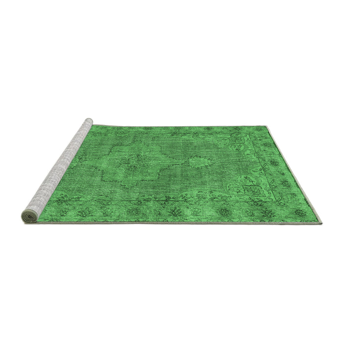 Sideview of Machine Washable Persian Emerald Green Traditional Area Rugs, wshtr3433emgrn