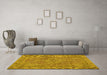 Machine Washable Persian Yellow Traditional Rug in a Living Room, wshtr3433yw