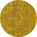 Round Persian Yellow Traditional Rug, tr3433yw