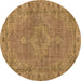 Round Persian Brown Traditional Rug, tr3433brn
