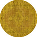 Round Machine Washable Persian Yellow Traditional Rug, wshtr3433yw