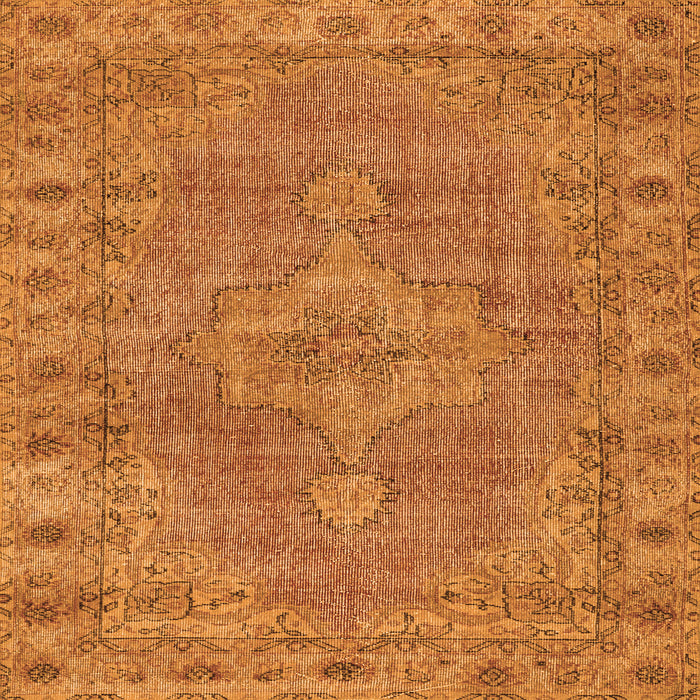 Round Machine Washable Persian Orange Traditional Area Rugs, wshtr3433org