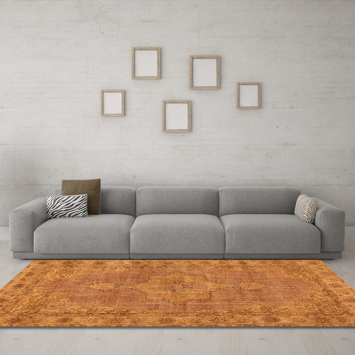 Machine Washable Persian Orange Traditional Area Rugs in a Living Room, wshtr3433org