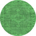 Round Persian Emerald Green Traditional Rug, tr3433emgrn