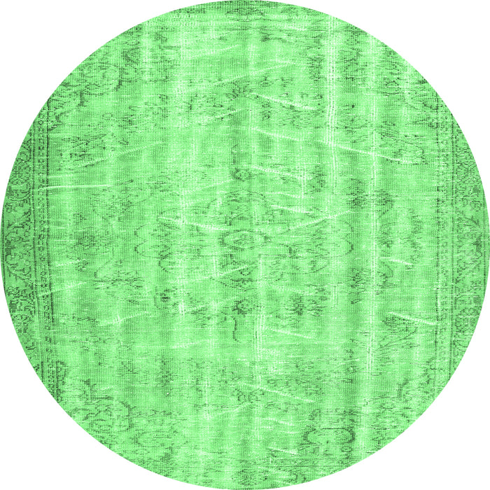 Round Persian Emerald Green Traditional Rug, tr3434emgrn