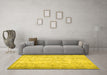Machine Washable Persian Yellow Traditional Rug in a Living Room, wshtr3434yw