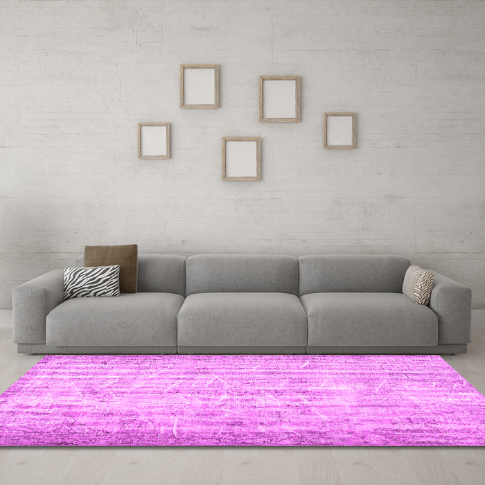 Machine Washable Persian Pink Traditional Rug in a Living Room, wshtr3434pnk