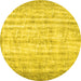Round Machine Washable Persian Yellow Traditional Rug, wshtr3434yw