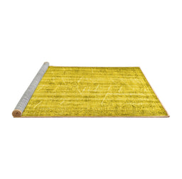 Sideview of Machine Washable Persian Yellow Traditional Rug, wshtr3434yw