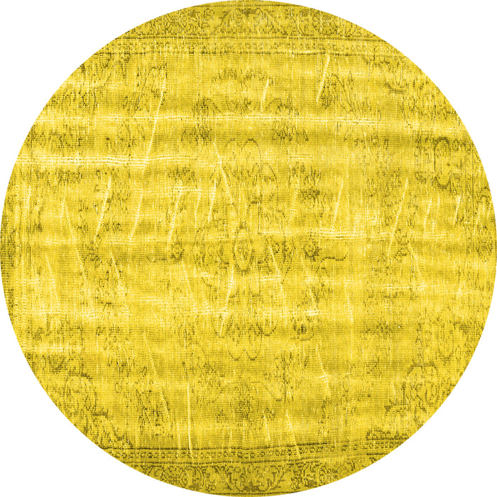Round Persian Yellow Traditional Rug, tr3434yw