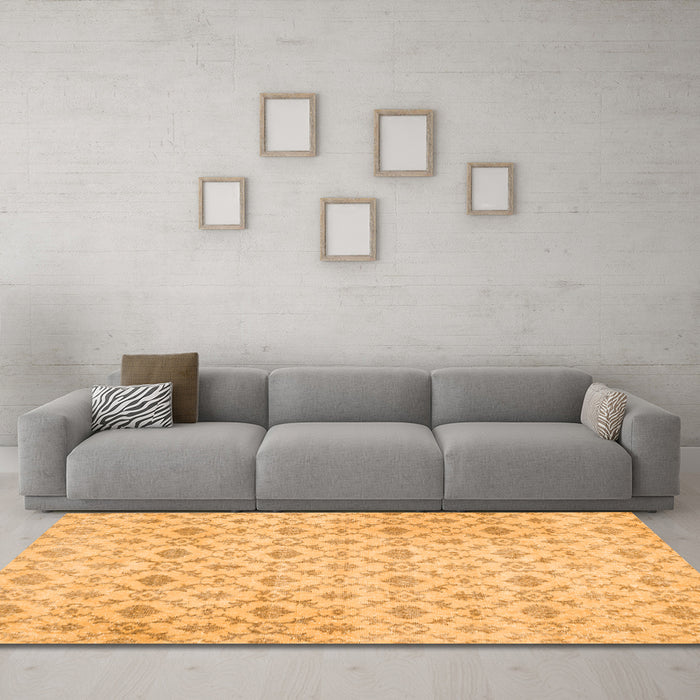 Machine Washable Persian Orange Traditional Area Rugs in a Living Room, wshtr3435org
