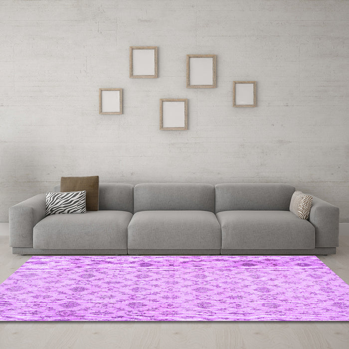 Machine Washable Persian Purple Traditional Area Rugs in a Living Room, wshtr3435pur