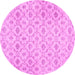 Round Machine Washable Persian Pink Traditional Rug, wshtr3435pnk