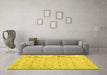 Machine Washable Persian Yellow Traditional Rug in a Living Room, wshtr3435yw