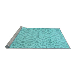 Sideview of Machine Washable Persian Light Blue Traditional Rug, wshtr3435lblu