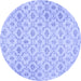 Round Machine Washable Persian Blue Traditional Rug, wshtr3435blu