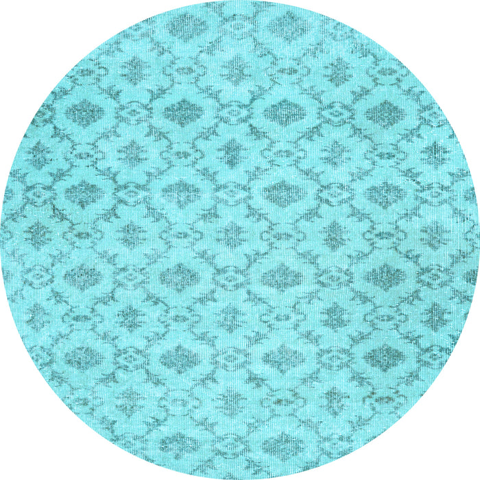 Round Machine Washable Persian Light Blue Traditional Rug, wshtr3435lblu