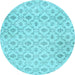 Round Machine Washable Persian Light Blue Traditional Rug, wshtr3435lblu