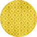 Round Machine Washable Persian Yellow Traditional Rug, wshtr3435yw