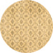 Round Persian Brown Traditional Rug, tr3435brn