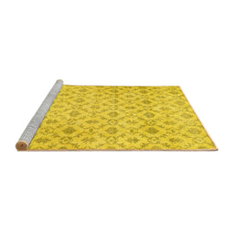 Sideview of Machine Washable Persian Yellow Traditional Rug, wshtr3435yw