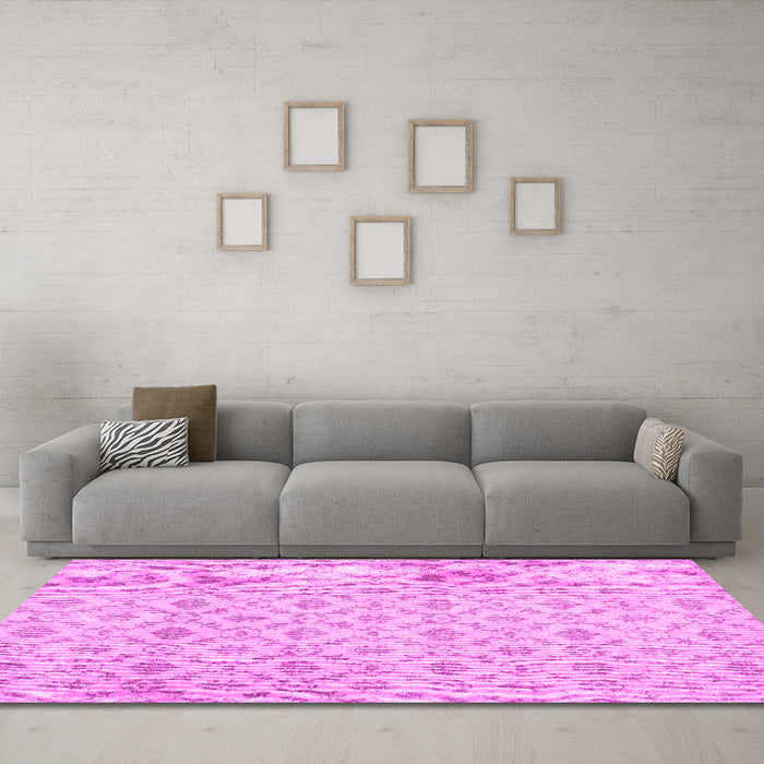 Machine Washable Persian Pink Traditional Rug in a Living Room, wshtr3435pnk