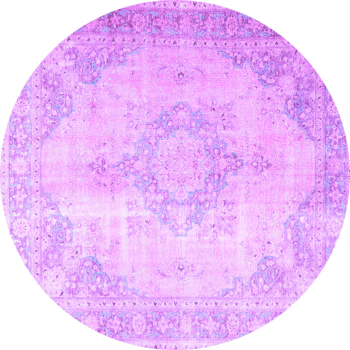 Round Persian Purple Traditional Rug, tr3436pur