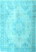 Machine Washable Persian Light Blue Traditional Rug, wshtr3436lblu