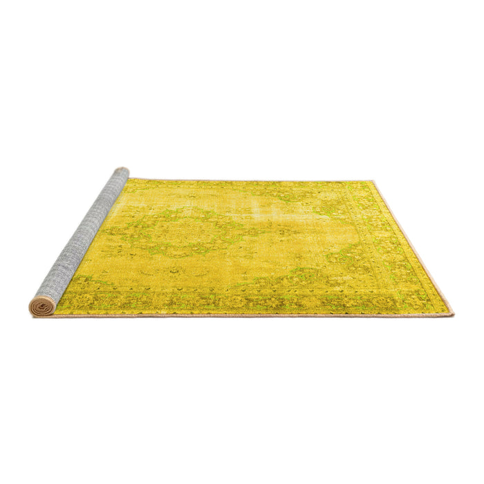 Sideview of Machine Washable Persian Yellow Traditional Rug, wshtr3436yw