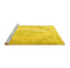 Sideview of Machine Washable Persian Yellow Traditional Rug, wshtr3436yw