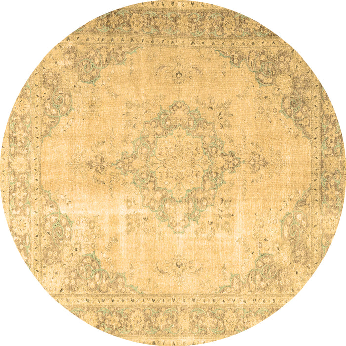 Round Persian Brown Traditional Rug, tr3436brn