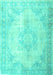 Machine Washable Persian Turquoise Traditional Area Rugs, wshtr3436turq