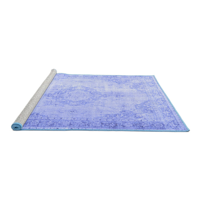 Sideview of Machine Washable Persian Blue Traditional Rug, wshtr3436blu