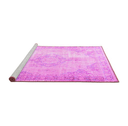 Sideview of Machine Washable Persian Pink Traditional Rug, wshtr3436pnk