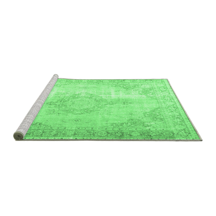 Sideview of Machine Washable Persian Emerald Green Traditional Area Rugs, wshtr3436emgrn