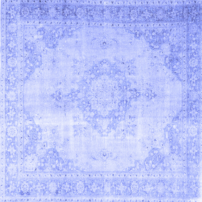 Square Machine Washable Persian Blue Traditional Rug, wshtr3436blu