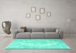 Machine Washable Persian Turquoise Traditional Area Rugs in a Living Room,, wshtr3436turq