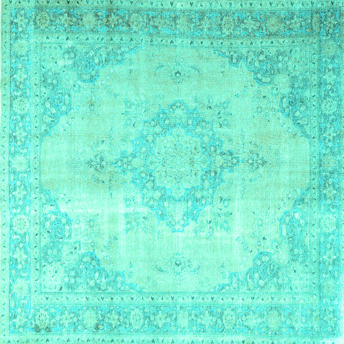 Square Machine Washable Persian Turquoise Traditional Area Rugs, wshtr3436turq