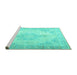 Sideview of Machine Washable Persian Turquoise Traditional Area Rugs, wshtr3436turq