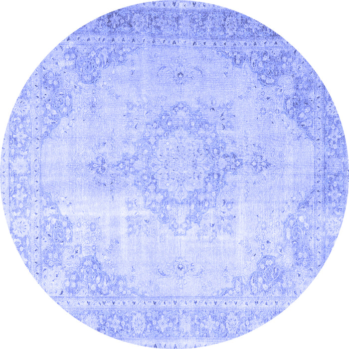 Round Persian Blue Traditional Rug, tr3436blu