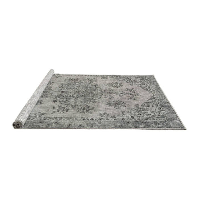 Sideview of Machine Washable Traditional Pale Silver Gray Rug, wshtr3437