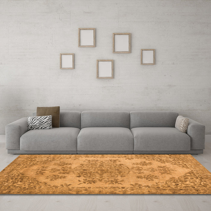 Machine Washable Persian Orange Traditional Area Rugs in a Living Room, wshtr3437org
