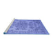 Sideview of Machine Washable Persian Blue Traditional Rug, wshtr3437blu