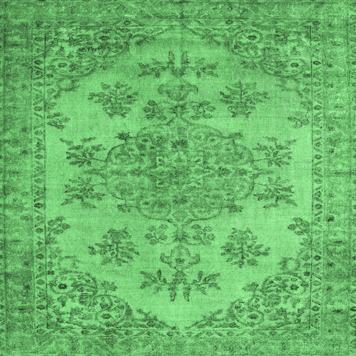 Square Machine Washable Persian Emerald Green Traditional Area Rugs, wshtr3437emgrn