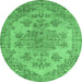 Round Persian Emerald Green Traditional Rug, tr3437emgrn