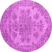Round Machine Washable Persian Pink Traditional Rug, wshtr3437pnk